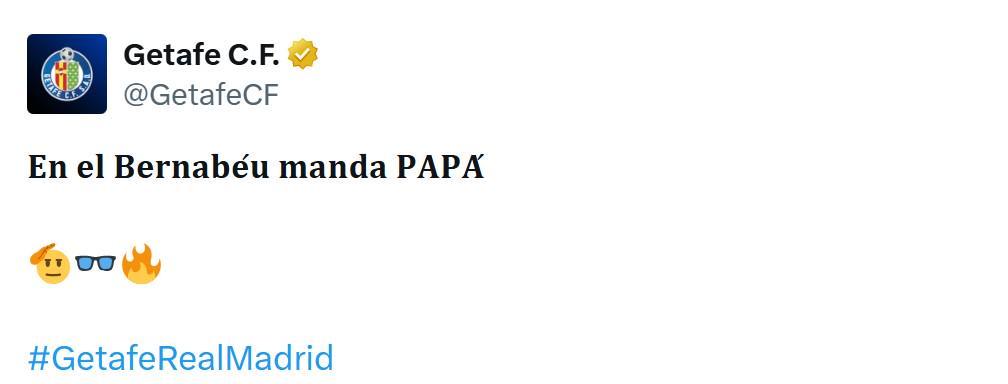 世界杯比赛时间-赫塔费官媒赛后发布多条内容嘲讽皇马：在伯纳乌，是爸爸说了算